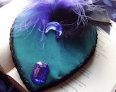 Amethyst Moon, green and purple burlesque inspired fascinator (cocktail hat)