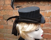 Top Hat. Voodoo Dolly Striped Top Hat, three quarter size burlesque inspired fascinator