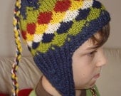 SALE - Knitted 2T to 4T Toddler Earflap Beanie Hat - yellow,  vanilla, sand, air force blue, pistachio green