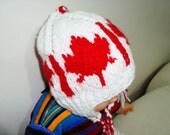 6 to 12 Month Earflap Beanie Hat - Canadian Flag Hat