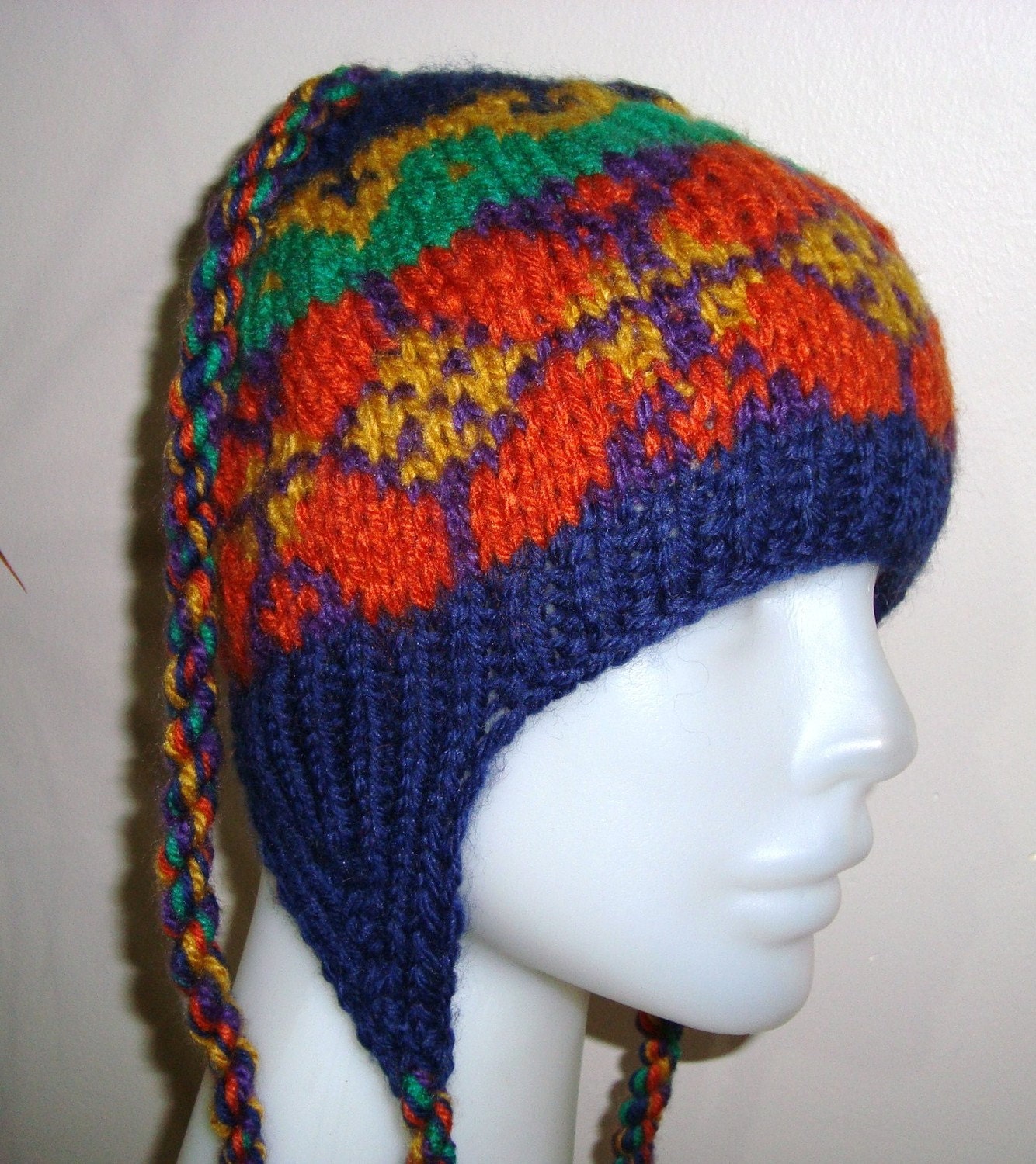 Preteen Girls Hat the Earflap Beanie Hat in Rust Orange, Purple, Green, Mustard Yellow-Autumn hat - Valentine's day Sale