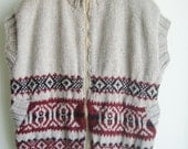 Hand Knitted Sweater Vest Men's Sweater Vest XXL Size Warm Fisherman in Beige, Burgundy, Black Father Day Gift