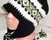 Ready to Go SALE Hand Knit Hat - Mens Hat Earflap Men's Beanie - Knitted Man's Hat Sale