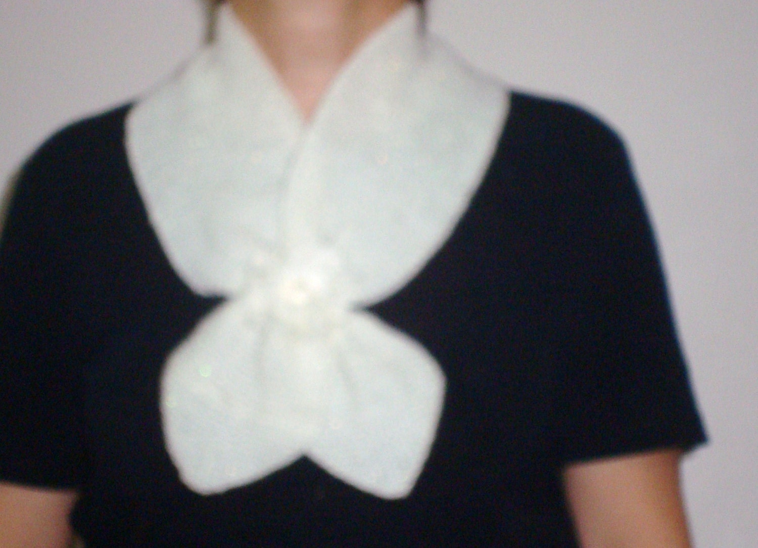 Hand Knit Womens Cream Necktie - Bow tie - Sale