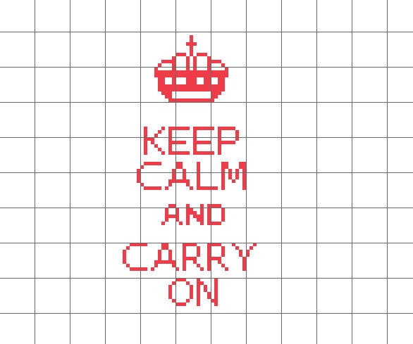 PDF Pattern, Keep Calm and Carry On Counted Cross Stitch