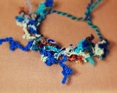 textile necklace - lapis lazuli necklace - Sapphire Thicket - in bright royal blue / sky blue / cocoa brown / pastel blue
