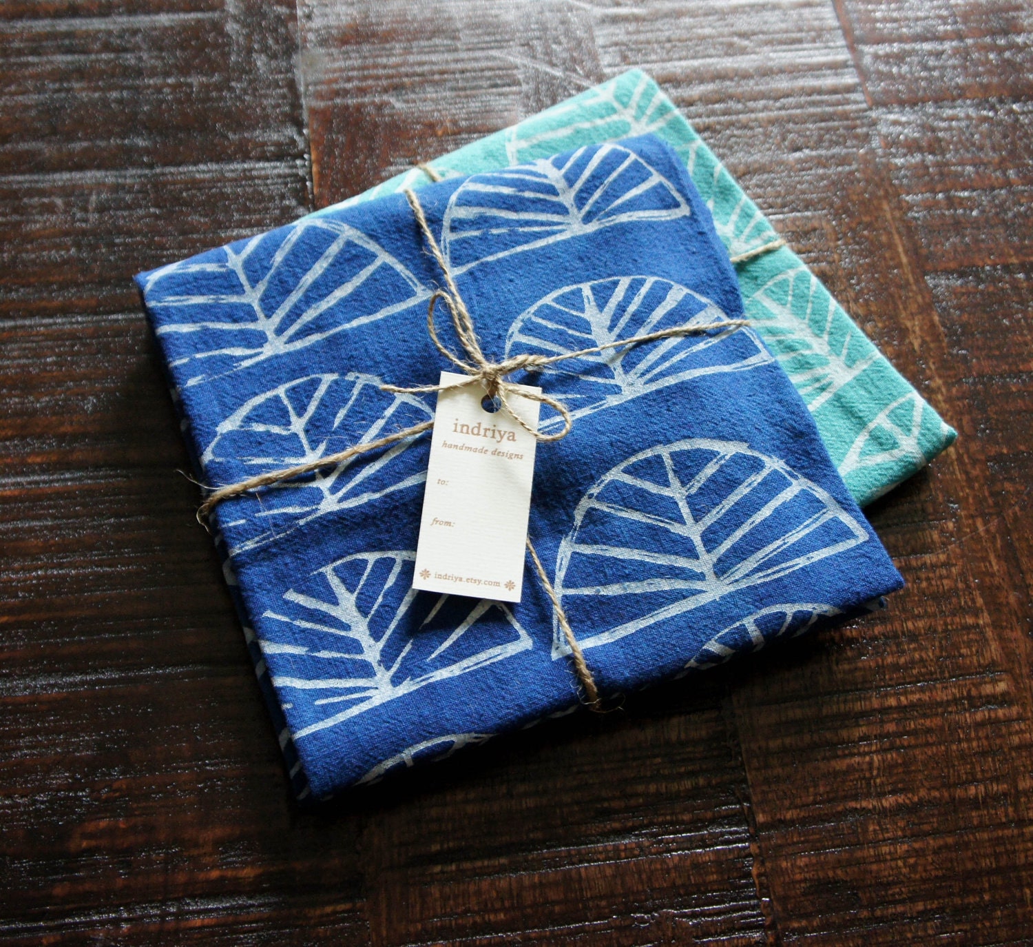 Rustic Flour Sack Towel Indigo Nautical 28 x 29