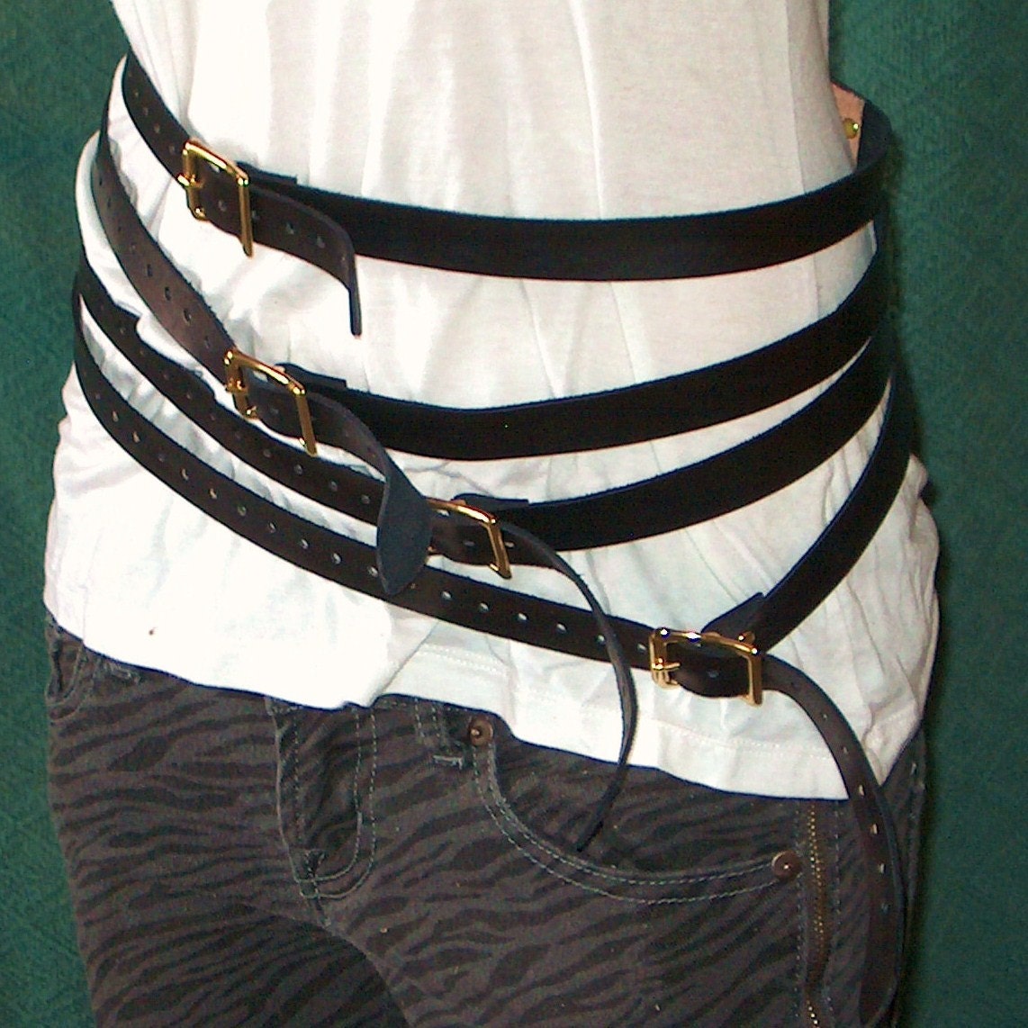 Hellina Quad Leather Steampunk Harness, Belt, Waist Cincher, Chest Harness, Corset,