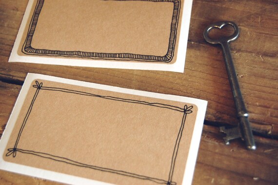 Decorative Kraft Adhesive Labels (Set of 8)