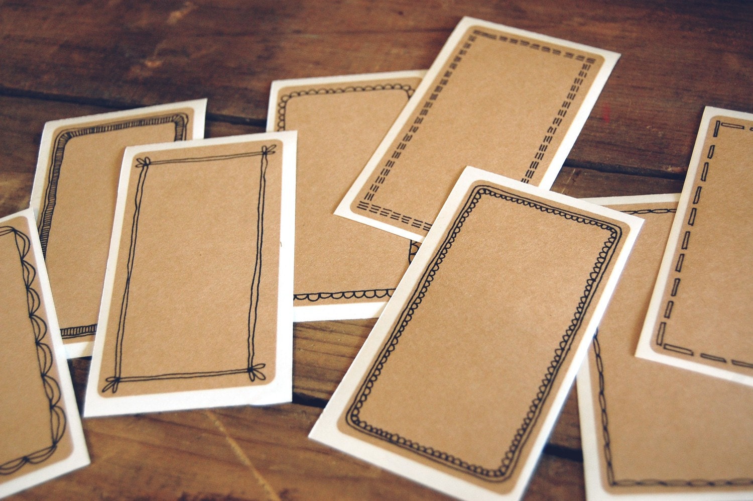 Decorative Kraft Adhesive Labels (Set of 8)