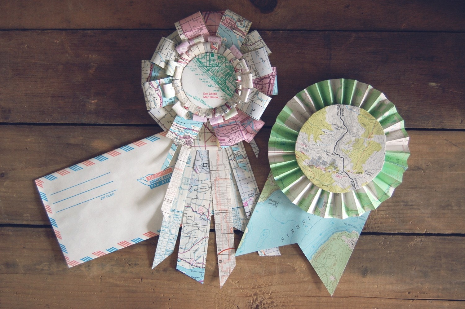 Recycled Map Prize Ribbon