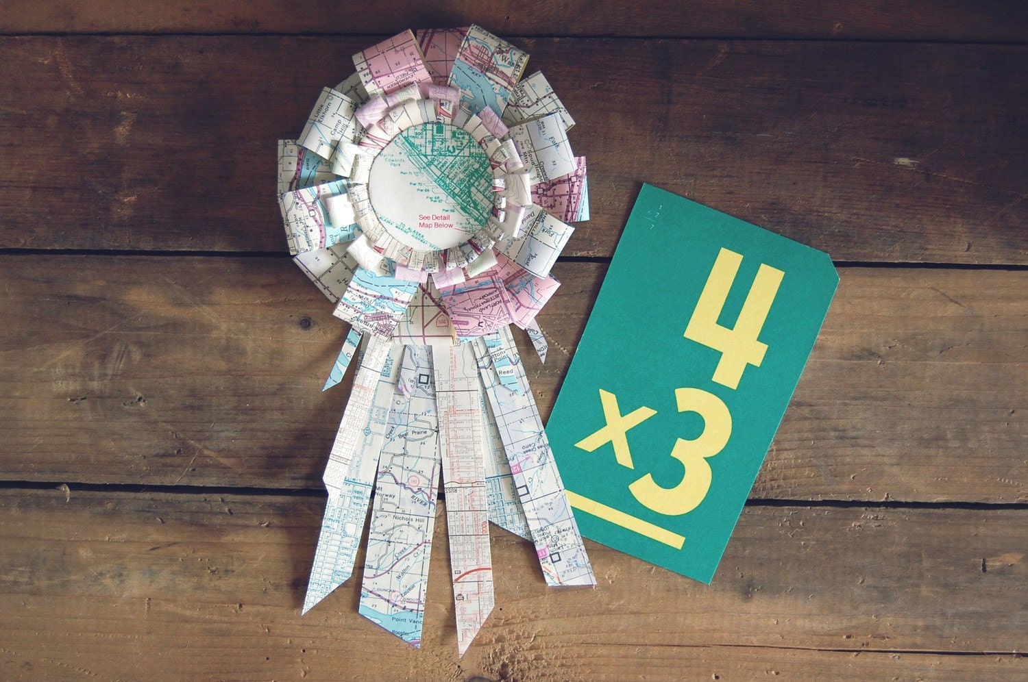 Recycled Map Prize Ribbon