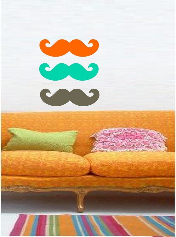 Multicolored Mustaches For You or to Share - BFF - Vinyl art decals stickers by 3rdaveshore