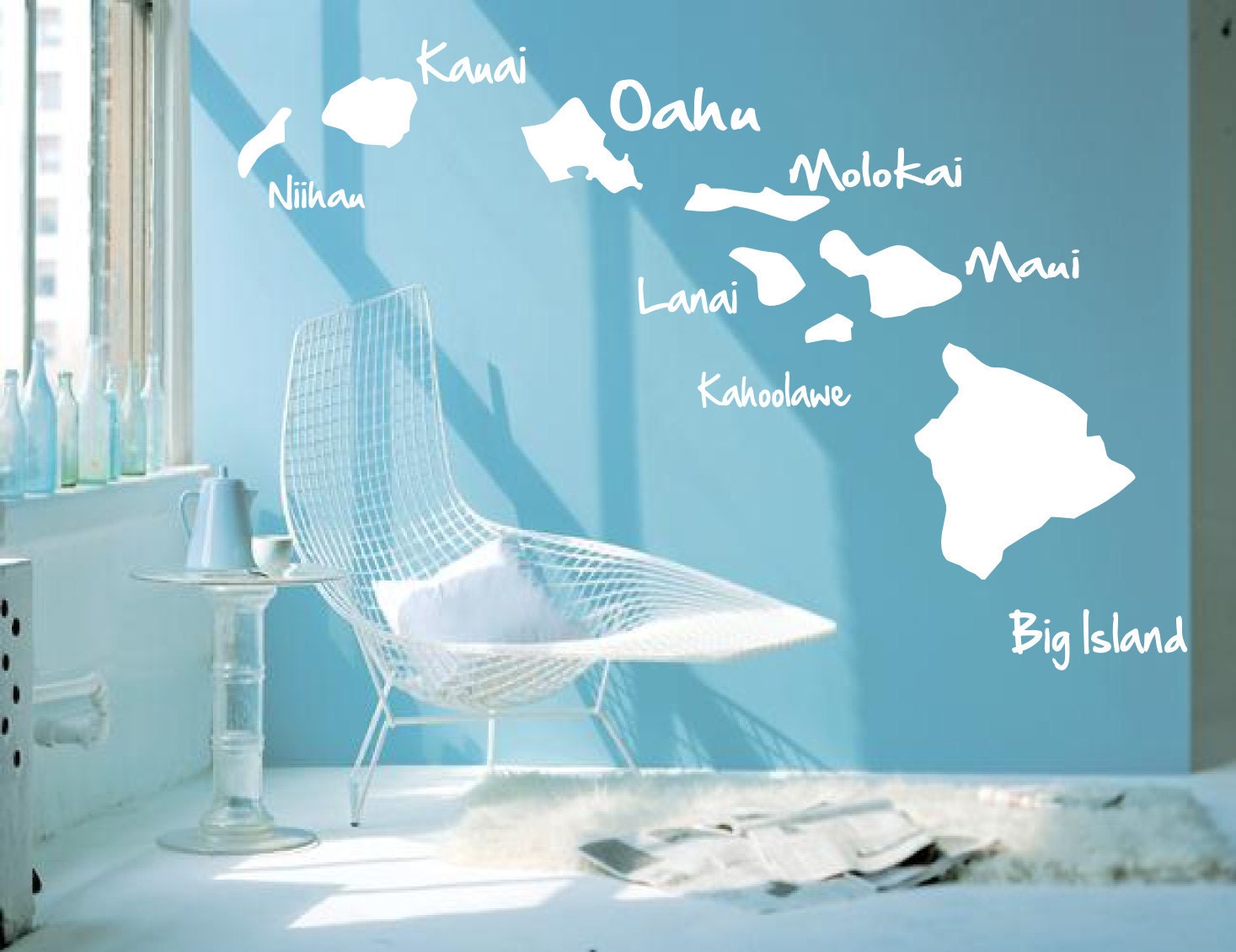 Hawaiian Islands BIG Ocean Art - Names included- Vinyl wall art decals by 3rdaveshore