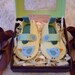Pale Yellow Mary Janes with Bluebirds - Felt Baby Shoes - Can Be Personalized