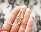 LINGERIE ELONGATED PENDANT Necklace - Sterling Silver - Handcrafted by Gemagenta - White or Black - Delicate Lace, Contemporary Jewelry