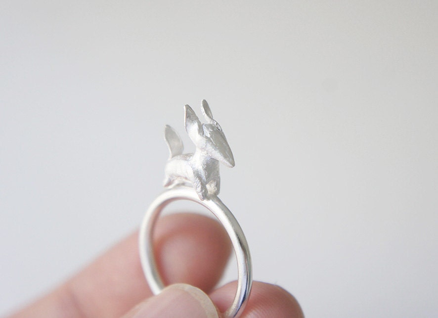 ZORRO ring - Infancia Series - Le Petit Prince inspired, silver fox ring, organic, delicate, animal, miniature, french, white, handmade