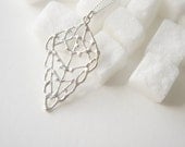 ZITUN Silver Necklace - Moroccan Sugar Collection - Womans Strength, organic, diamond, henna, bridal jewelry, amulet, handmade, delicate