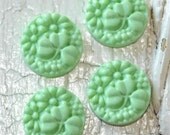 Mint Green...15mm.... Set of 4...Flower Daisy Clover Round...Cabochons PERFECT for Bobbies Bobby Pins....Matte Finish...CAB
