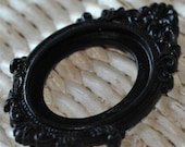 Set of 2 Victorian Open Back Vintage Style Frame for Cabochon....39mm x 65mm 30mm x 40mm BLACK
