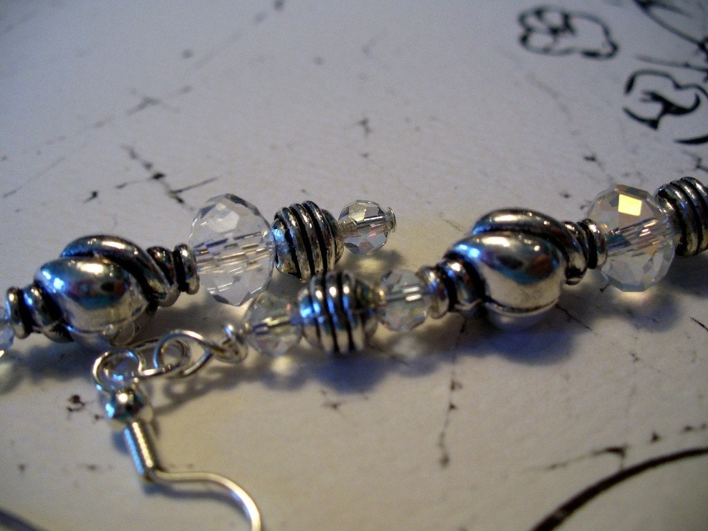 Crysta & Silver Hanging Earrings for Wedding
