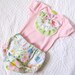 Pink Ruffle Onesie- Pastels on White Vintage Floral-  6m 12m 18m- Baby Shower Gift- Children Spring Fashion- Ecofriendly