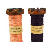 Coral Paper Twine on a Small Old Wooden Bobbin