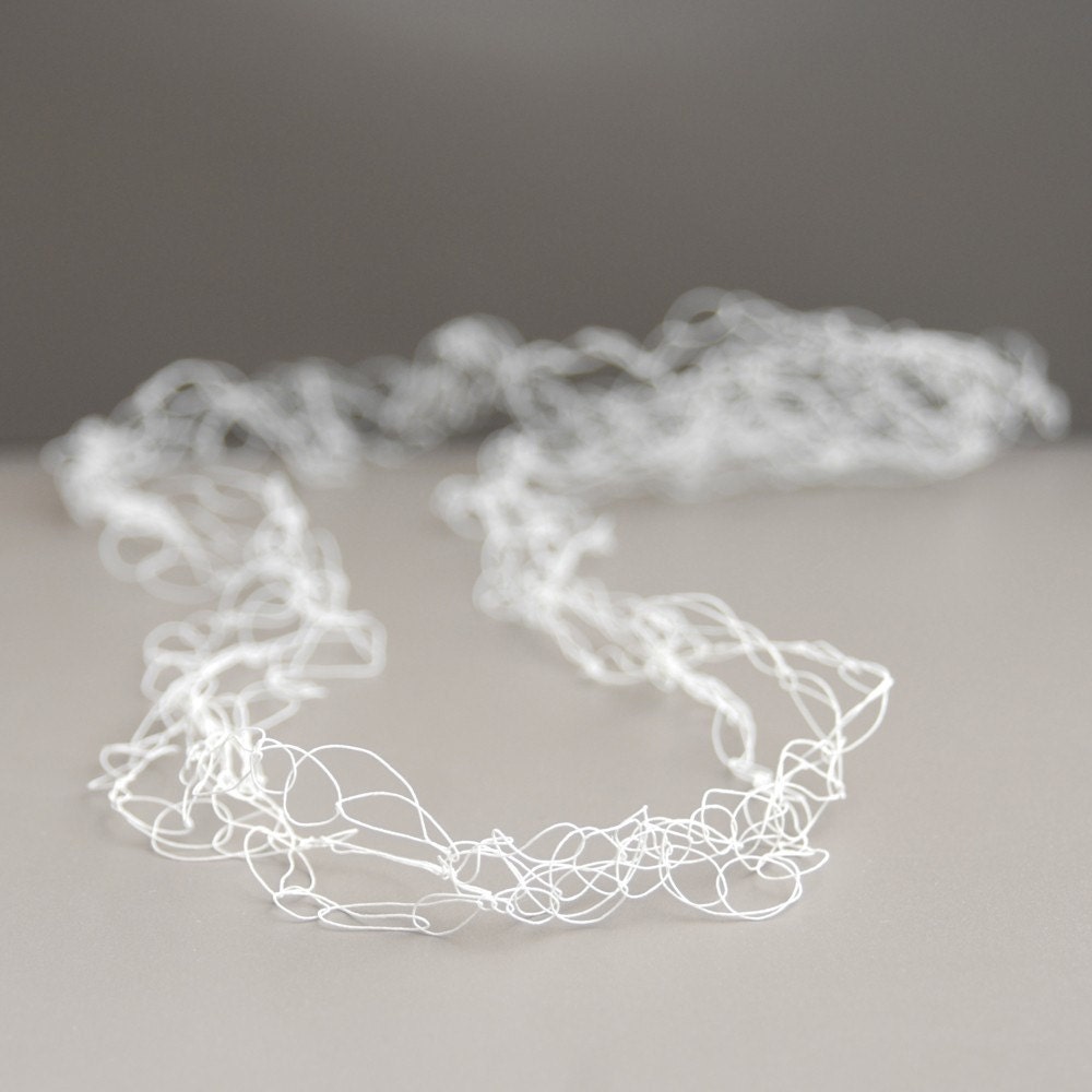 White Necklace / Bracelet made of Paper Yarn