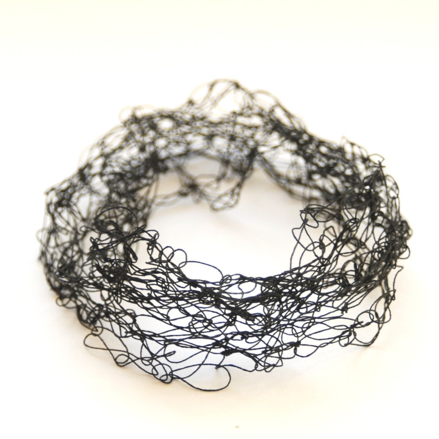 Delicate Black Necklace or Bracelet made of Paper Yarn