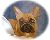 French Bulldog Hand Painted Denim Tote NWT