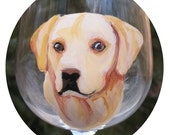Yellow Lab Wine Glass Hand Painted