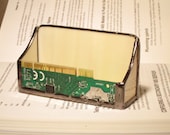 Circuit Board Business Card Holder Geekery Mens Stained Glass Handmade OOAK