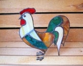 Stained Glass Rooster Rustic 3D Ornament Stand-Up Handmade OOAK