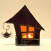 Stained Glass Candle Holder Halloween Decoration Goth Purple Orange 2 Handmade OOAK