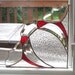 PAIR Red Stained Glass Window Valance Victorian Window Corners Bevels White Panel Handmade OOAK