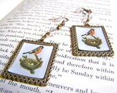 Handmade One of a Kind Bird and Nest Earrings