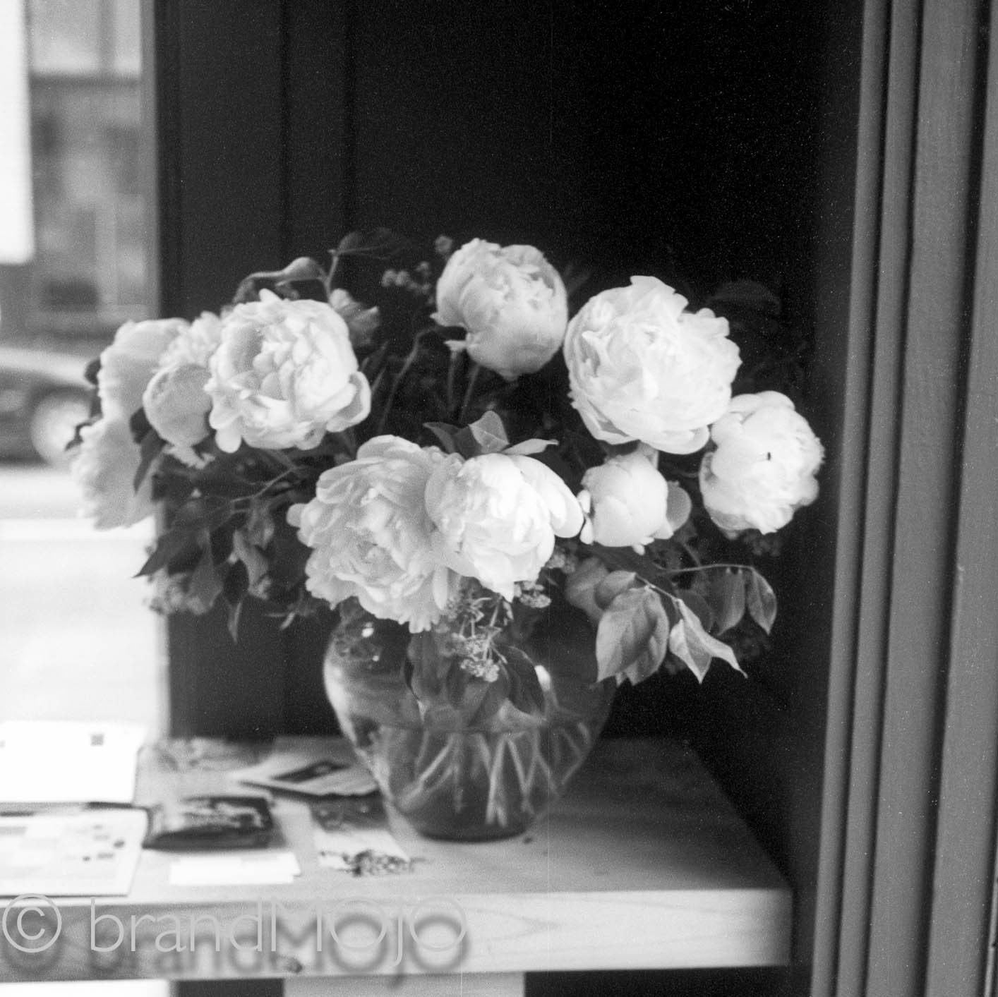 Bath bedroom decor bouquet flowers roses blooms peonies vase black and white floral decor wedding love Quiet calm fine art photograph