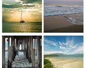 SALE Set of 4 Ocean Images beach house cottage water waves sunrise sunset oregon coast nc beach gulf coast decor fine art photo 5x5