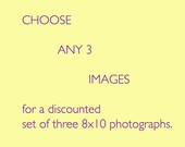 SALE Buyer's choice Set of three 8x10 Images fine art photos color black and white nautical rustic textured kitchen floral nursery mom dad