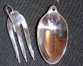Sterling Silver over Brass Olive Fork and Sugar Spoon Earrings