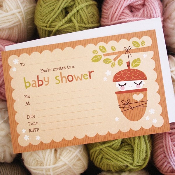 Little Acorn Baby Shower invitations 8pk