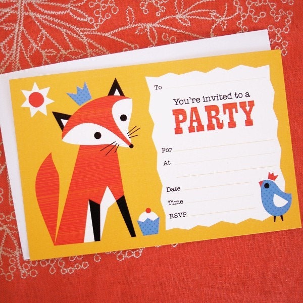 Mister Fox Party invitations 8pk