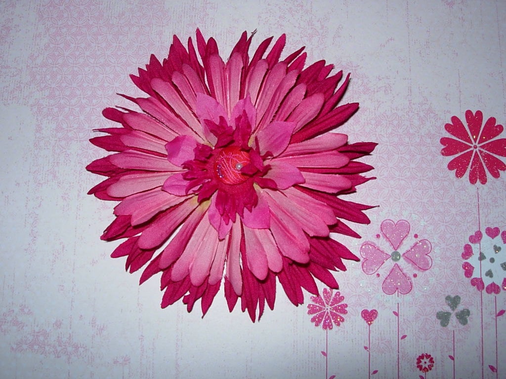 Pink raspberry hair flower