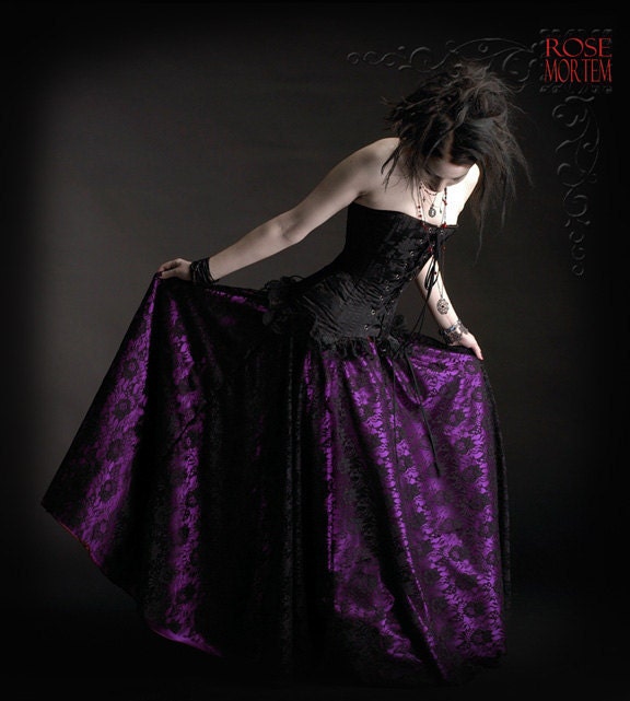 Acanthe Fairy Circle Skirt in Lace and Satin - Elegant Romantic Gothic Couture - made to measure in your colors