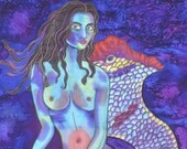 Glowing Mermaid in a Purple  Sea