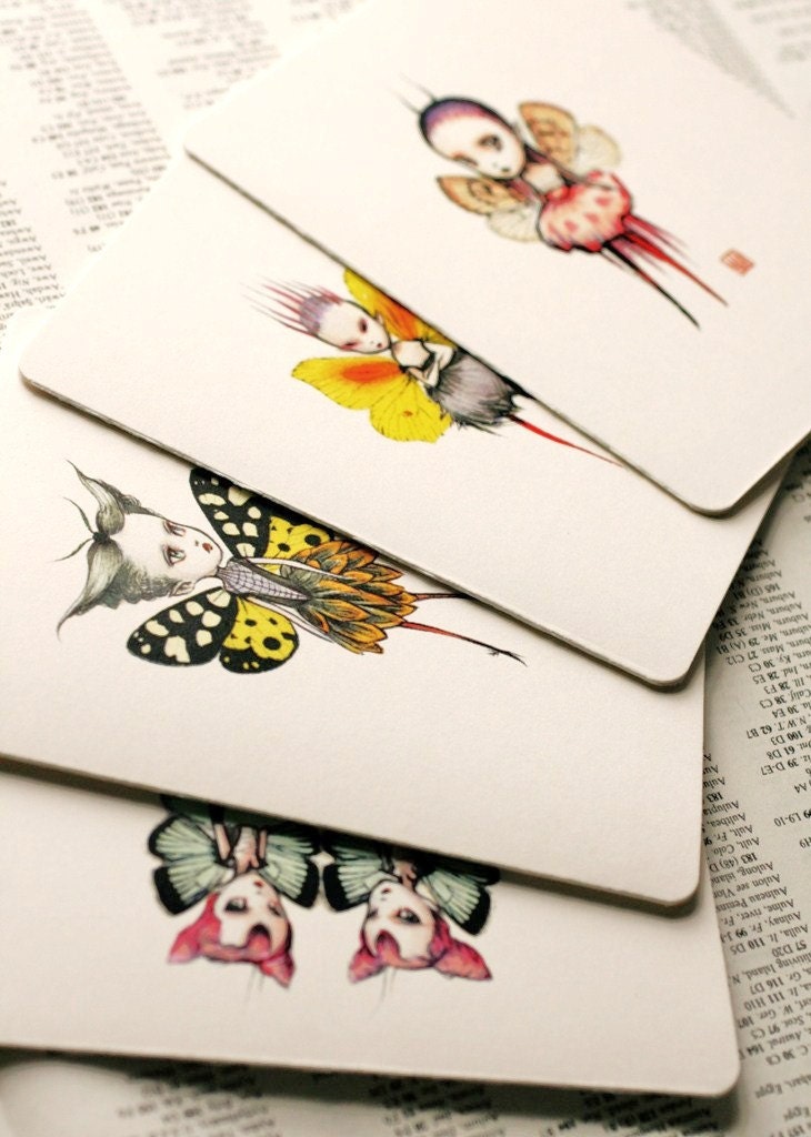 Repressed Fairies - Set 2 - 4 blank notecards- by Mab Graves