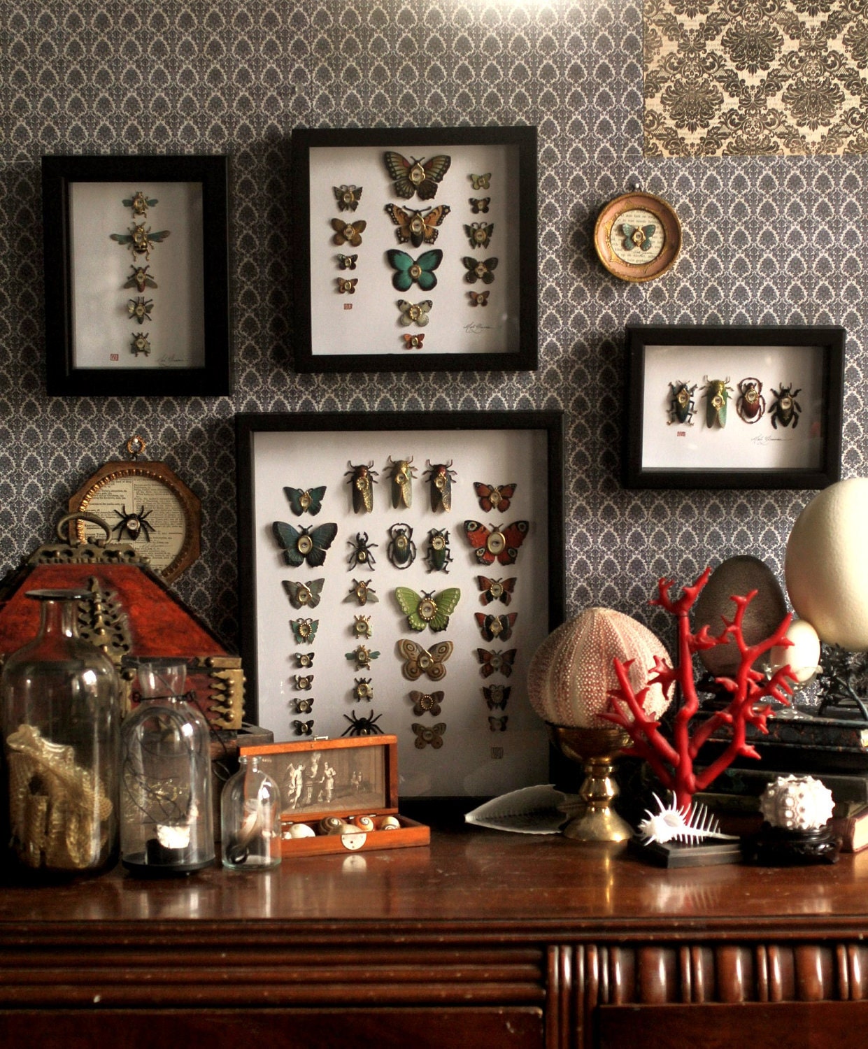 Cabinet of Curiosities Specimen no. 2 -The Moth Eye Flies - original 3D insect paintings by Mab Graves