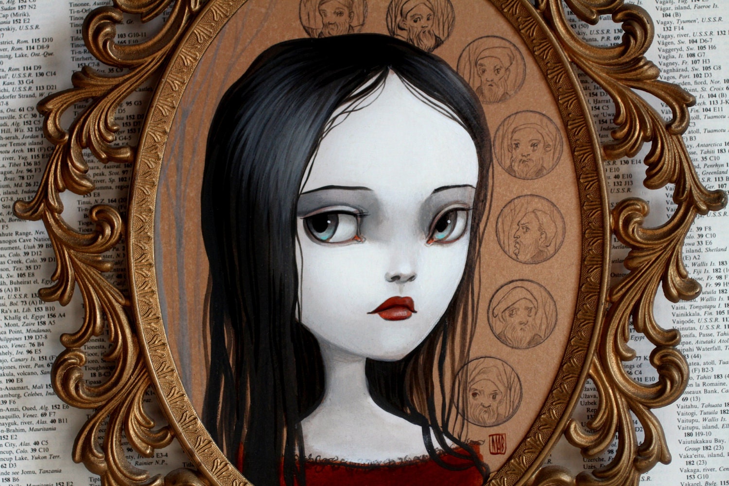 Snow White and the Seven - original framed painting by Mab Graves