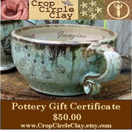 Pottery Gift Certificate - Last Minute Gift Idea - Crop Circle Clay handmade pottery - E-Mail Gift Certificate - 50 Fifty Dollars