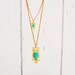 Retro Woodland Double Owl Necklace with Green